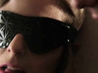 Bound and blindfolded petite hotwife is gagged while fucked