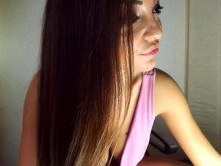 Cute curly brunette solo webcam masturbation