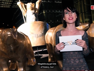 Real Street night date with german skinny teen slut