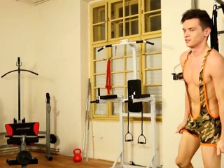 Skinny athlete riding jocks dick