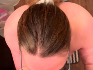 Wife blowjob cum on tits