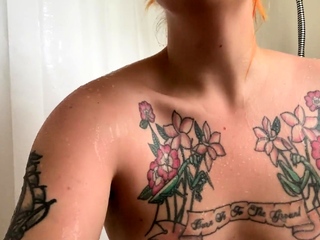 Big Boobed Blonde Masturbates With A Dildo In The Bathroom