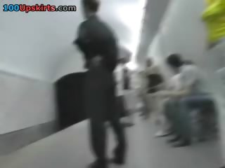 Blonde chick has adorable upskirting