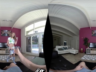 Blonde with small boobs sucks and rides cock