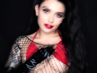 Busty curly brunette with big boobs fucks on couch