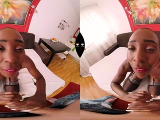 Ebony in sexy lingerie worships BWC