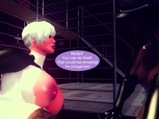 Foxy 3D Superwoman bounces up and down on a cock