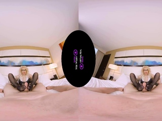 Hot action in VR hotel with slutty trans babe