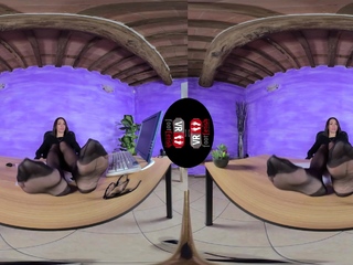 Hot secretary teases you with her sexy feet in high heels