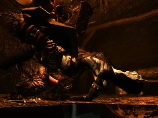 Khajiit Taken by Lustful Cave Troll
