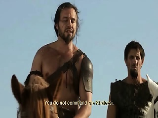 Sibel Kekilli shrugging her dress off her shoulders to go