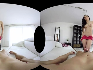 Small titted brunette bouncing on hard dick