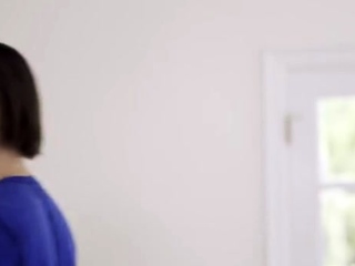 Small titted brunette teen fingering on the bed