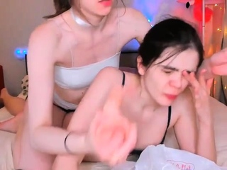 Teen brunette from play with dildo on webcam