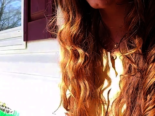 Amateur redhead shaves and masturbates