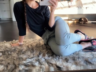 Amateur striptease and Solo masturbation