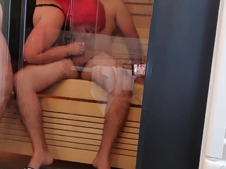 BBW chick with big boobs sucking dick