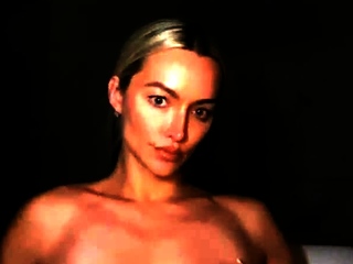 Cute blonde with big boobs solo