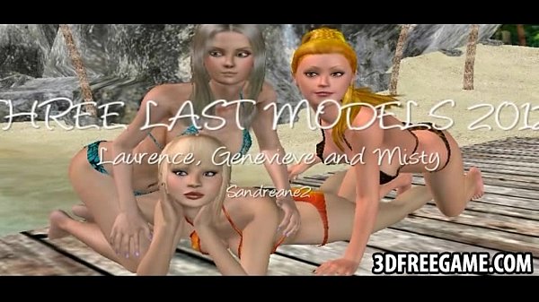 Hot naked 3D beach whores pose for the camera