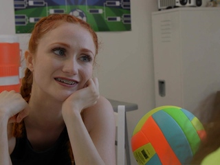 Persistent soccer teen seduces her coach