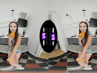 Small tit brunette amateur tugs on a big willie