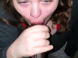 Tan stud gives a POV blowjob to his big cock