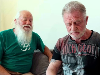 Young Snow DeVille has threesome with 2 old men and swallows