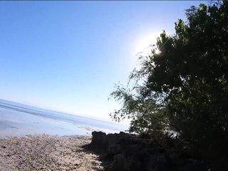 Public beach Asian GF blowjob and fuck