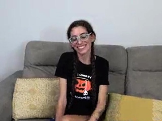 Small tit brunette amateur tugs on a big willie