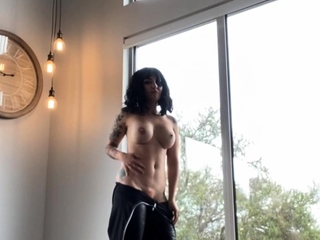 Amateur striptease and Solo masturbation